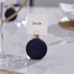 Navy Flocked Bauble Place Card Holders (6pk)