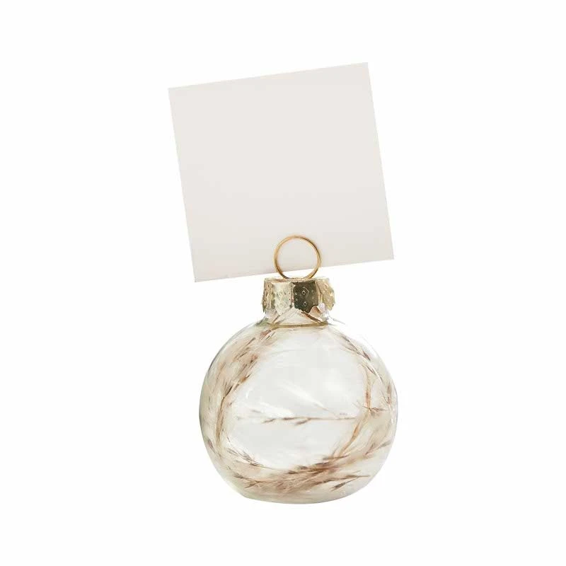 Pampas Filled Glass Bauble Place Card Holders - 5.5cm (6pk) - Image 2
