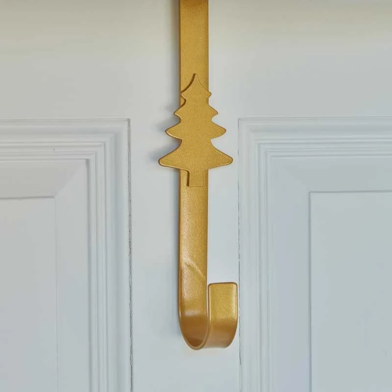 Gold Metal Christmas Tree Wreath Hanger - 30cm - Image 2