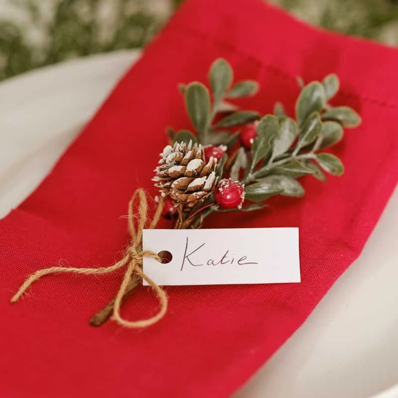 Red Berry Sprig Place Card Holders - 15cm (6pk) - Image 2
