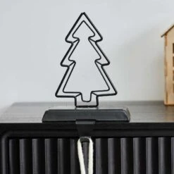 Black Metal Tree Stocking Holder - 14cm