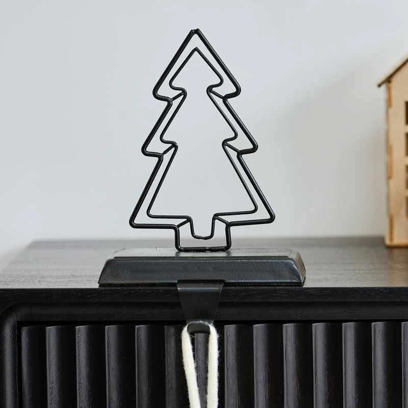 Black Metal Tree Stocking Holder - 14cm