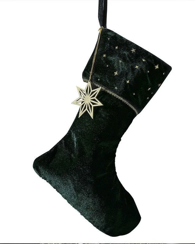 Green Velvet With Embroidery Stocking