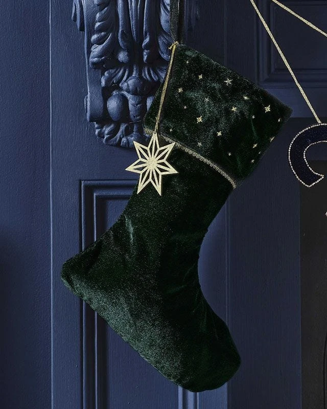 Green Velvet With Embroidery Stocking - Image 2