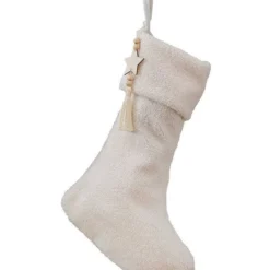 White Fabric Stocking With Charm