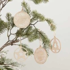 Wooden Tree Decorations Set - 9cm (4pk)
