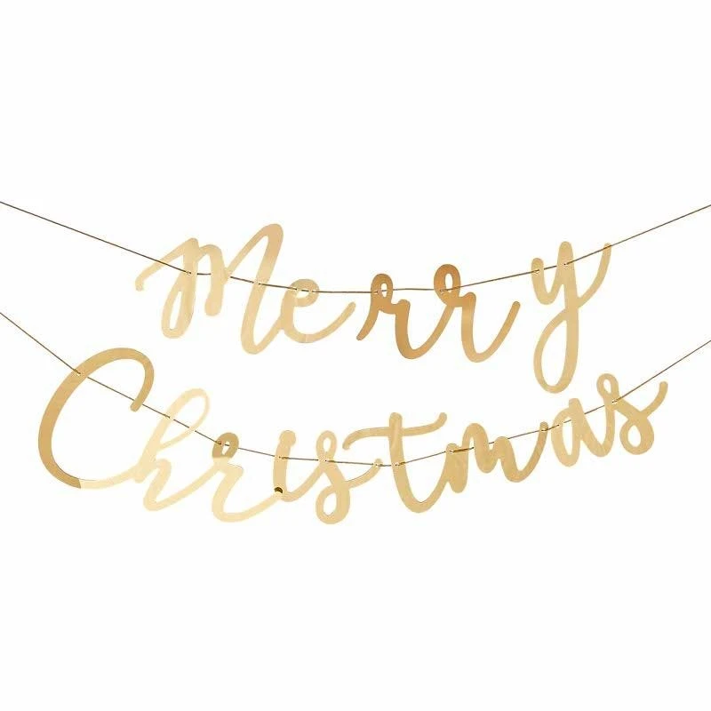 Gold Merry Christmas Acrylic Banner - 1.5m - Image 2