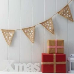 Hessian Festive Star Bunting - 2.25m