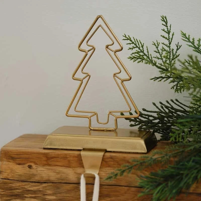 Gold Christmas Tree Stocking Holder - 17cm