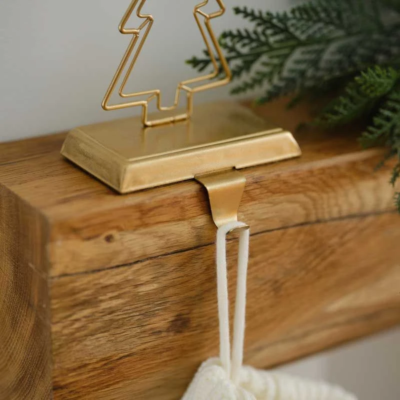 Gold Christmas Tree Stocking Holder - 17cm - Image 2