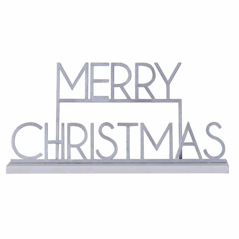 Silver Metal Merry Christmas Sign - 24cm X 38cm - Image 3