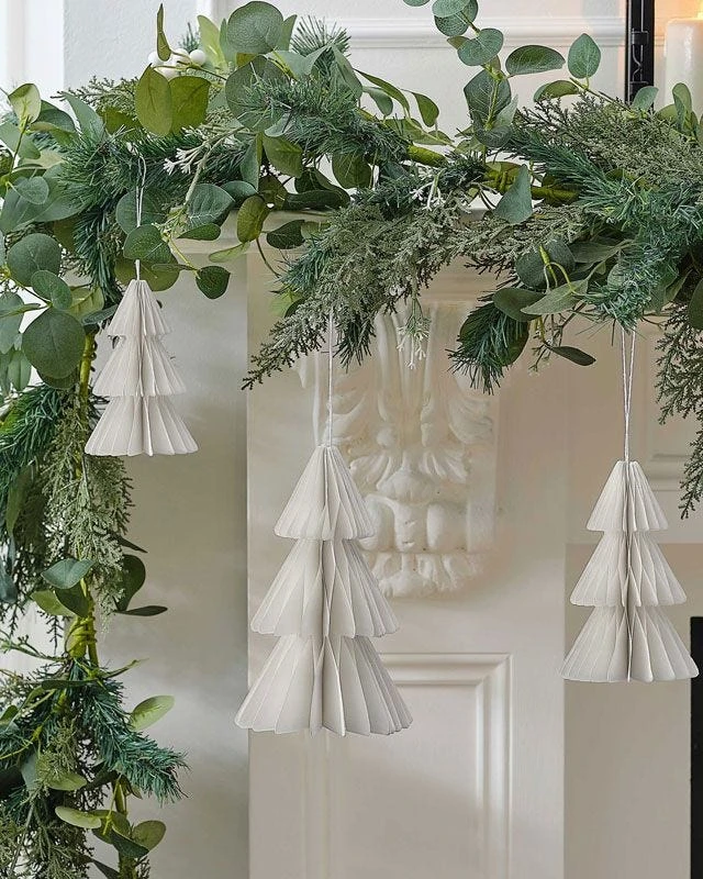 White Honeycomb Trees Hanging Decorations (3pk) - Image 2
