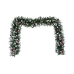 Frosted Spruce Garland With Pine Cones & Berries - 1.8m