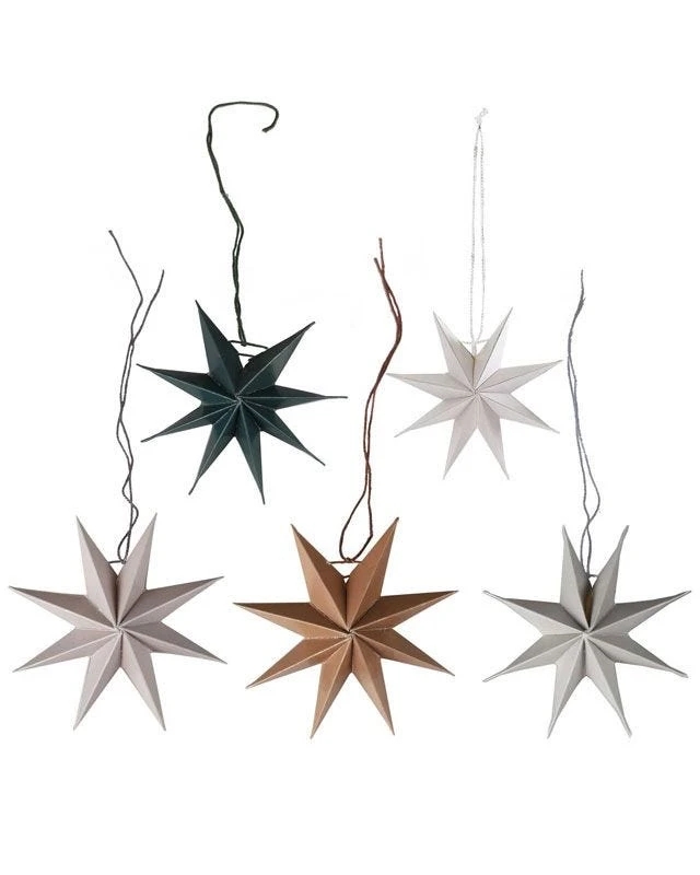3D Paper Stars Tree Decorations (5pk)