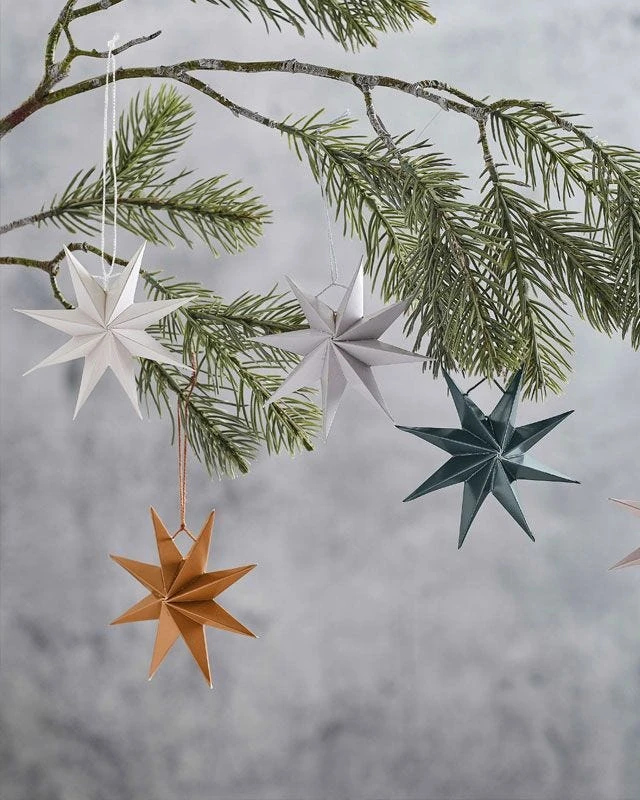 3D Paper Stars Tree Decorations (5pk) - Image 2