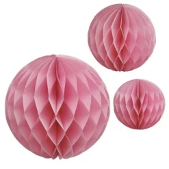 Light Pink Paper Honeycomb Hanging Decorations (3pk)