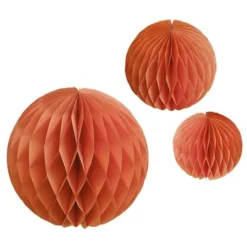 Orange Paper Honeycomb Hanging Decorations (3pk)