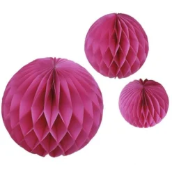Fuchsia Paper Honeycomb Hanging Decorations (3pk)