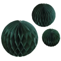 Green Paper Honeycomb Hanging Decorations (3pk)