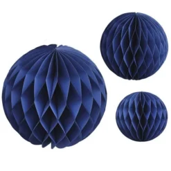 Blue Paper Honeycomb Hanging Decorations (3pk)