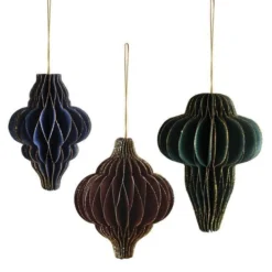 Honeycomb Glitter Edged Paper Tree Decorations (3pk)