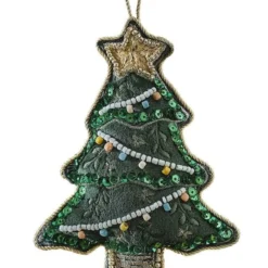 Velvet Embroidered Tree Decoration
