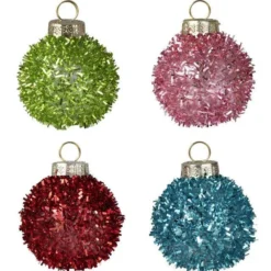 Multicoloured Tinsel Bauble Place Card Holders (4pk)