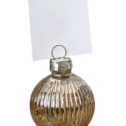 Gold Ribbed Bauble Place Card Holders (4pk)