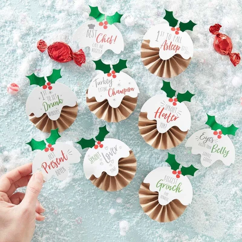 Novelty Christmas Day Badges - 8cm (6pk)