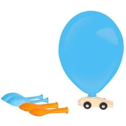 Balloon Air Drive Car - 11" Latex Balloons With Wooden Car (5pk)
