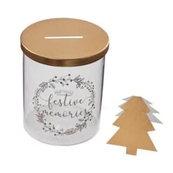 Festive Memories Glass Jar With Gold Tree Notelets