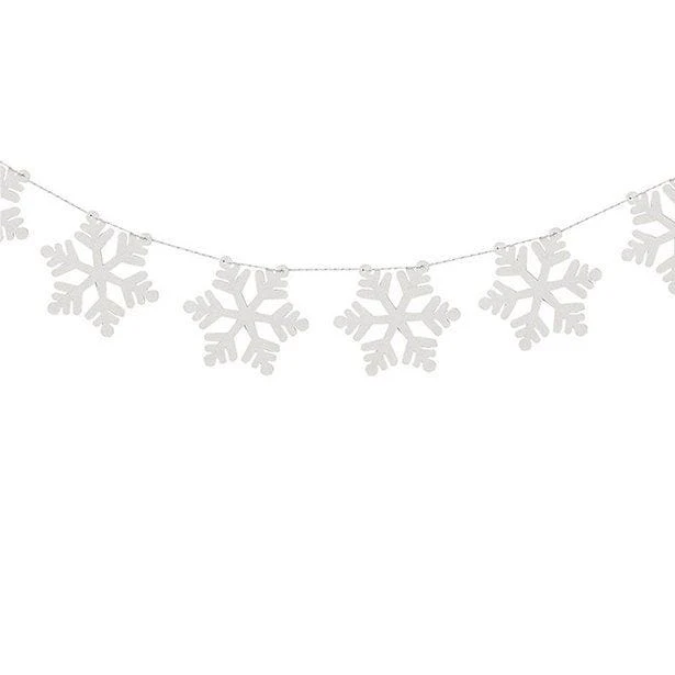 White Wooden Snowflake Bunting - 2m