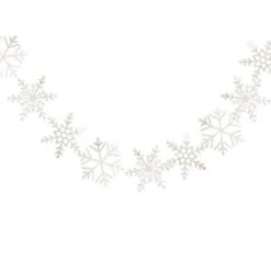 White Glitter Snowflake Garland - 1.5m