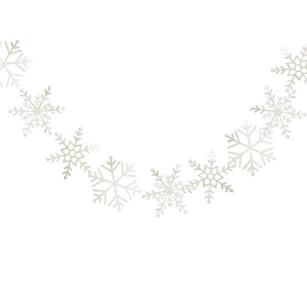 White Glitter Snowflake Garland - 1.5m