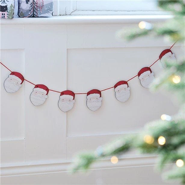 Wooden Santa Bunting - 2m