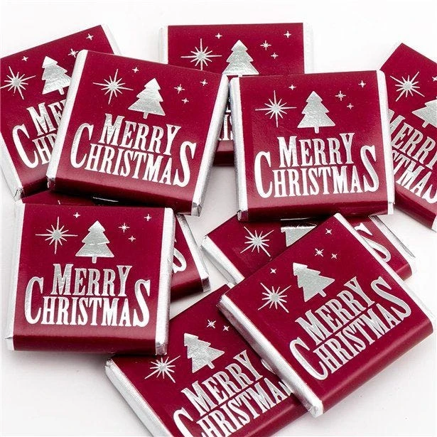 Red & Silver Merry Christmas Chocolate Neapolitans X50