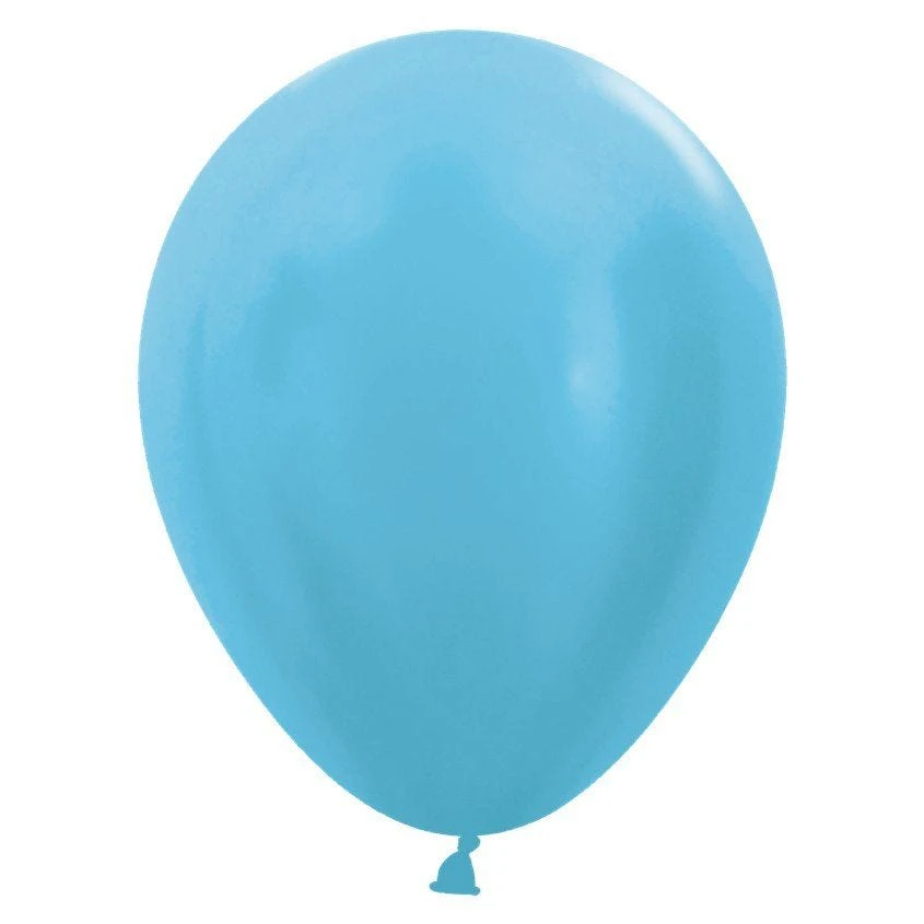 Satin Caribbean Blue Sempertex Latex Balloons - 12" (50pk) - Image 4