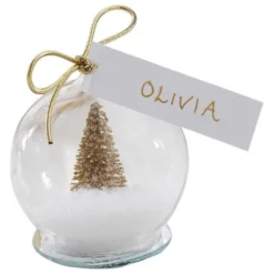 Gold Glitter Snow Globe Place Cards - 6cm