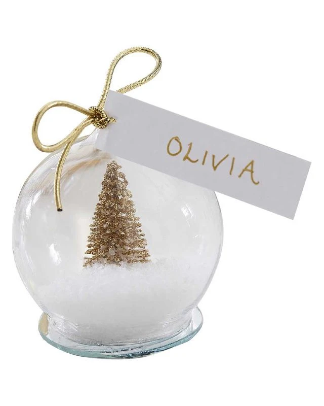 Gold Glitter Snow Globe Place Cards - 6cm