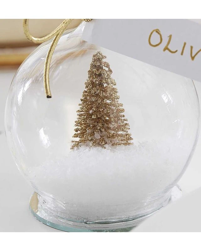 Gold Glitter Snow Globe Place Cards - 6cm - Image 3