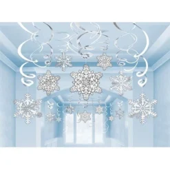Snowflakes Paper Foil Swirls Decorations (30pk)