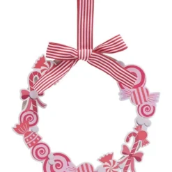 Wooden Christmas Candy Hanging Wreath - 34cm